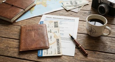 Travel documents on a desk
